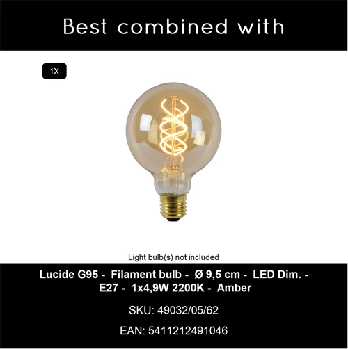 Lucide RANKOS - Lampadaire arceau - 1xE27 - Noir - CROSSSELL